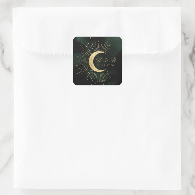 Adesivo Quadrado Celestial Emerald Dourado Casamento da Lua (Bolsa)