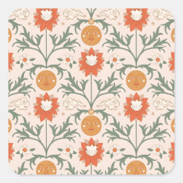 Adesivo Quadrado Celestial Floral Sunburst Seamless Pattern Design