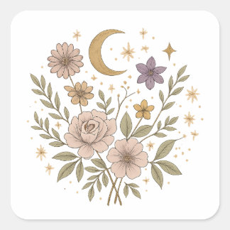 Adesivo Quadrado Celestial Garden” Mystical Floral Sticker