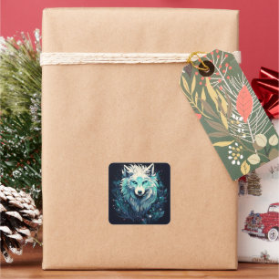 Adesivo Quadrado Celestial Lunar Wild Wolf