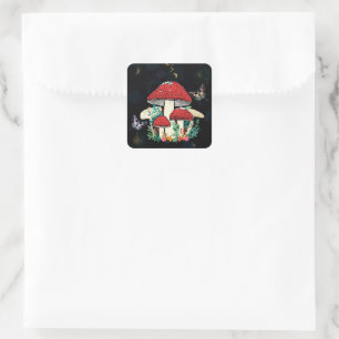 Adesivo Quadrado Celestial Moon Boho Magic Cogumelos