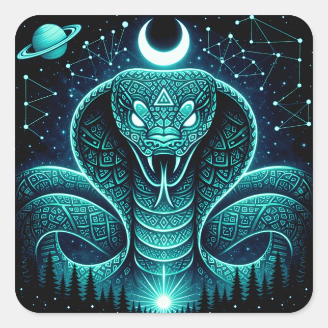 Adesivo Quadrado Celestial Snake – Cosmic Ancient Wildlife Galaxy (Frente)