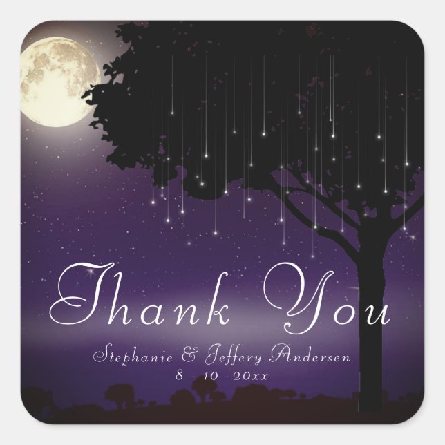 Adesivo Quadrado Celestial Starry Night String Lights Obrigado (Frente)