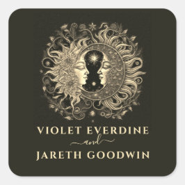 Adesivo Quadrado Celestial Sun Moon Wedding