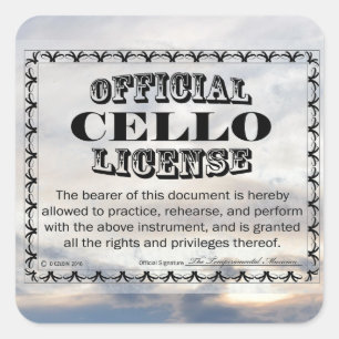 Adesivo Quadrado Cello License Square Sticker