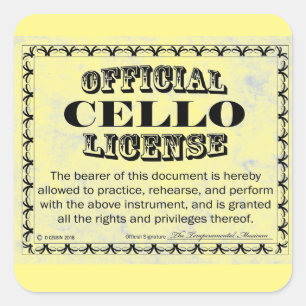 Adesivo Quadrado Cello License Square Sticker