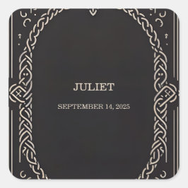 Adesivo Quadrado Celta Nórdico Diversão Medieval Cópice Chá de Noiv