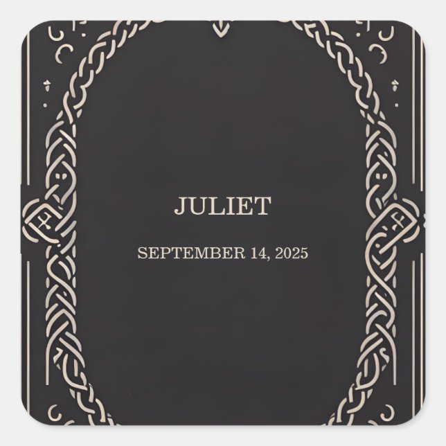 Adesivo Quadrado Celta Nórdico Diversão Medieval Rolo de Noiva (Frente)