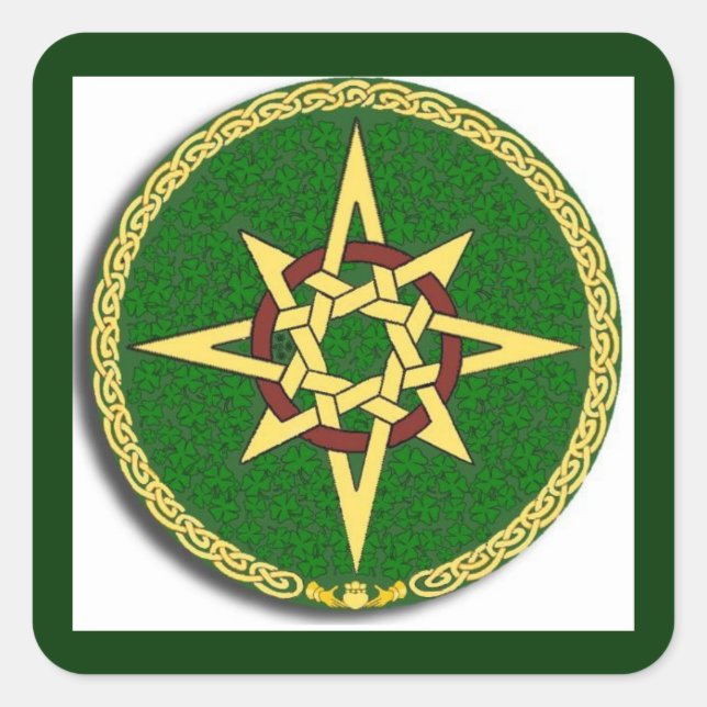 Adesivo Quadrado Celtic Knot Compass on Green (Frente)