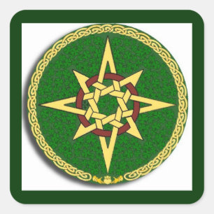 Adesivo Quadrado Celtic Knot Compass on Green