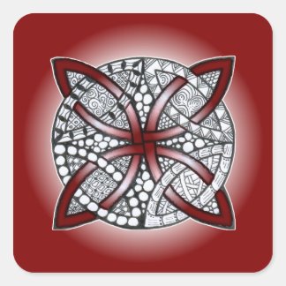 Adesivo Quadrado Celtic Knot Doodle Maroon Red