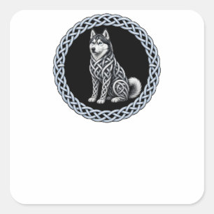Adesivo Quadrado Celtic Knot Husky Siberiano