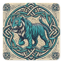Celtic Square Teal Tiger