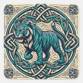Adesivo Quadrado Celtic Square Teal Tiger