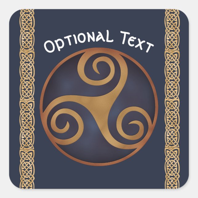 Adesivo Quadrado Céltico Triskelion (Azul) Personalizado (Frente)