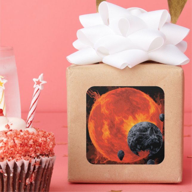 Adesivo Quadrado Cemitério Espacial Caveira de Halloween Galáxia de (Festa)