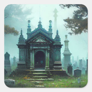 Adesivo Quadrado Cemitério Mausoleum do Sticker Graveyard