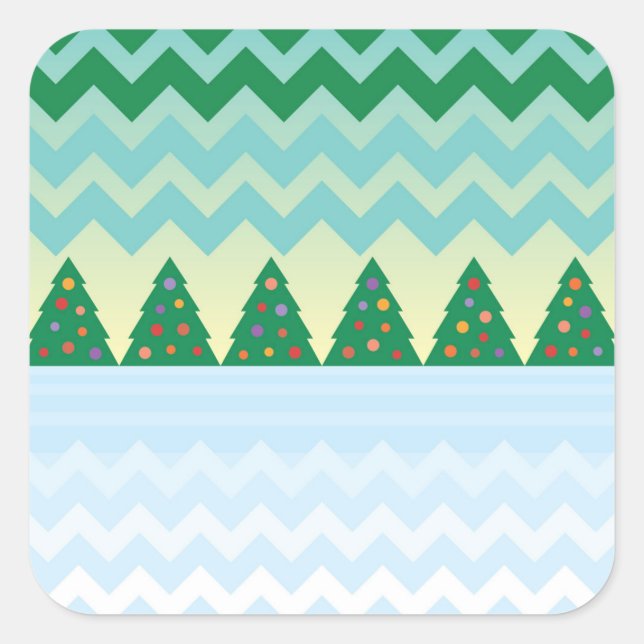 Adesivo Quadrado Cena Chevron na Árvore de Natal (Frente)