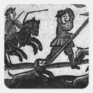 Adesivo Quadrado Cena da caça, 'um livro de baladas de Roxburghe