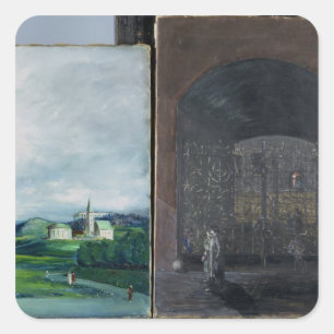 Adesivo Quadrado Cena da paisagem e da rua