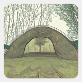 Adesivo Quadrado Cena de acampamento tranquila e pacífica