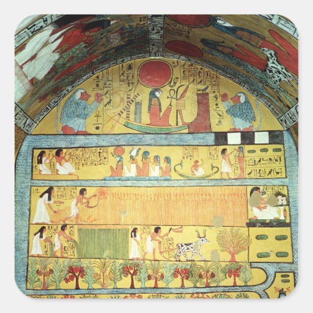 Adesivo Quadrado Cena de Colheita no Muro Leste (Frente)