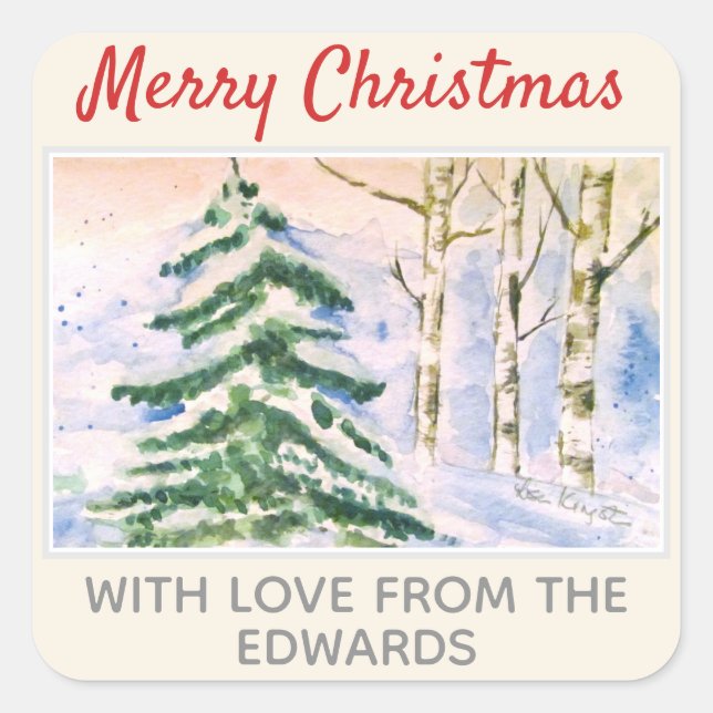 Adesivo Quadrado Cena de inverno de Natal (20) (Frente)