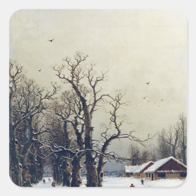 Adesivo Quadrado Cena de inverno, século XIX (Frente)