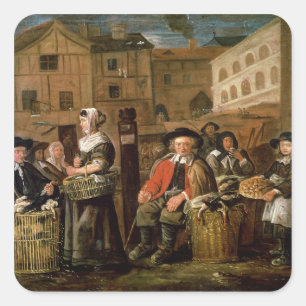 Adesivo Quadrado Cena de Mercado