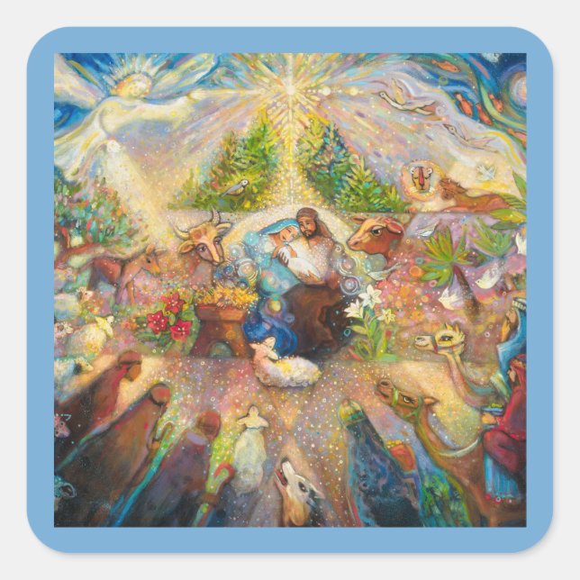 Adesivo Quadrado Cena de Natal Santa Família (Frente)