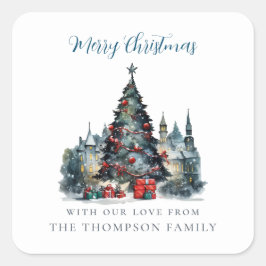 Adesivo Quadrado Cena de Natal Tradicional - Feliz Natal