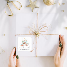 Adesivo Quadrado Cena de Natividade Minimalista Nome Lírico de Três