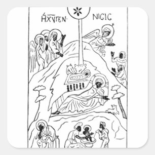 Adesivo Quadrado Cena de Natividade Ortodoxa Mínima