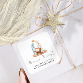 Adesivo Quadrado Cena de Natividade Simples Tudo É Nome Calmo