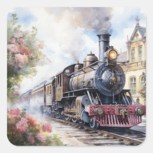 Adesivo Quadrado Cena de paisagem com um trem vitoriano
