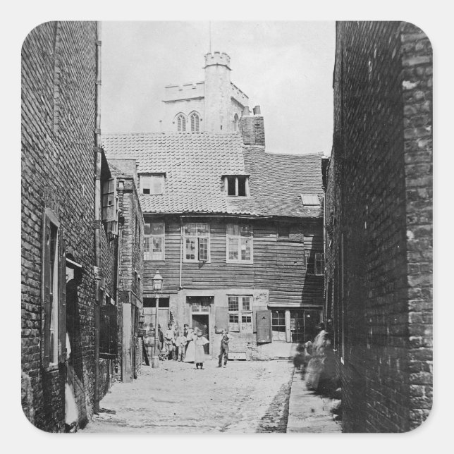 Adesivo Quadrado Cena de rua em Victorian London (Frente)