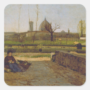 Adesivo Quadrado Cena diária, perto de Florença, c.1865