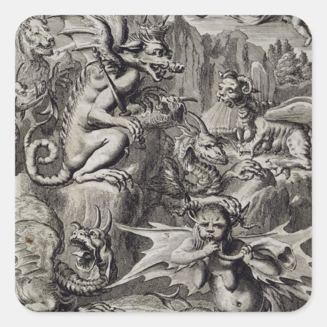 Adesivo Quadrado Cena do Inferno, ilustração do Livro 1 Parte 3 Cha (Frente)