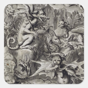 Adesivo Quadrado Cena do Inferno, ilustração do Livro 1 Parte 3 Cha