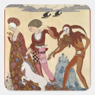 Adesivo Quadrado Cena medieval por Georges Barbier
