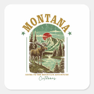Adesivo Quadrado Cena Natureza de Montana - Vida Selvagem, Montanha