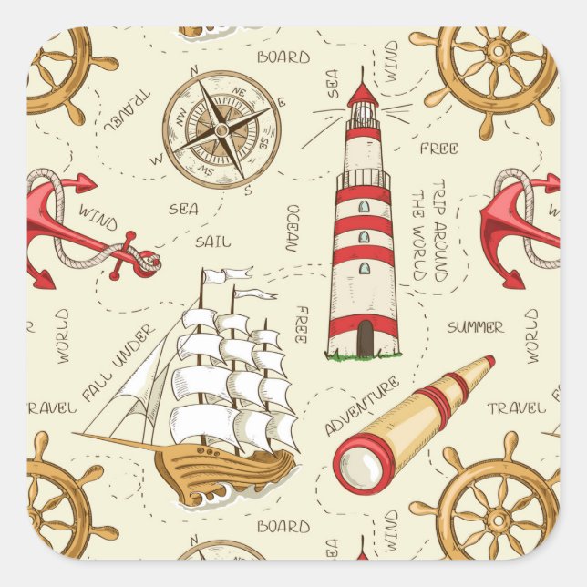 Adesivo Quadrado Cena Oceânica (Frente)