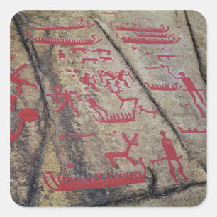 Adesivo Quadrado Cenas da caça do barco e dos cervos