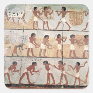 Adesivo Quadrado Cenas da sementeira do túmulo de Unsou