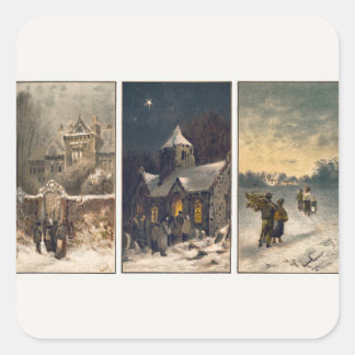 Adesivo Quadrado Cenas de inverno dos natais vintages (1865-1899)