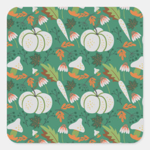 Adesivo Quadrado Cenouras e cogumelos sem costura sob a forma de pu