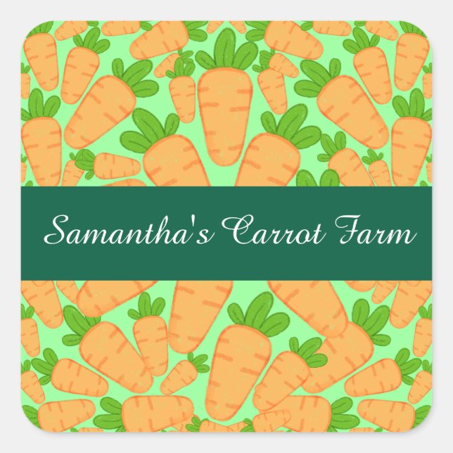 Adesivo Quadrado Cenouras Laranja E Verde (Frente)