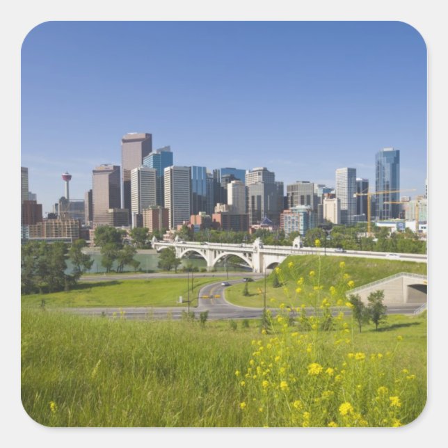 Adesivo Quadrado Center Rua Bridge and Centro Calgary, Alberta, 2 (Frente)