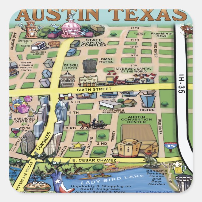 Adesivo Quadrado Centro Austin Texas 14 (Frente)