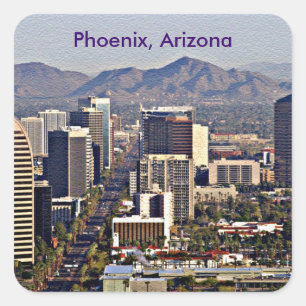 Adesivo Quadrado Centro View of Phoenix, Arizona